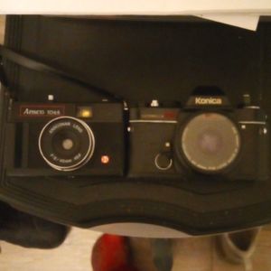 Ansco 1065 camera made in macau + konica camera made in Japan